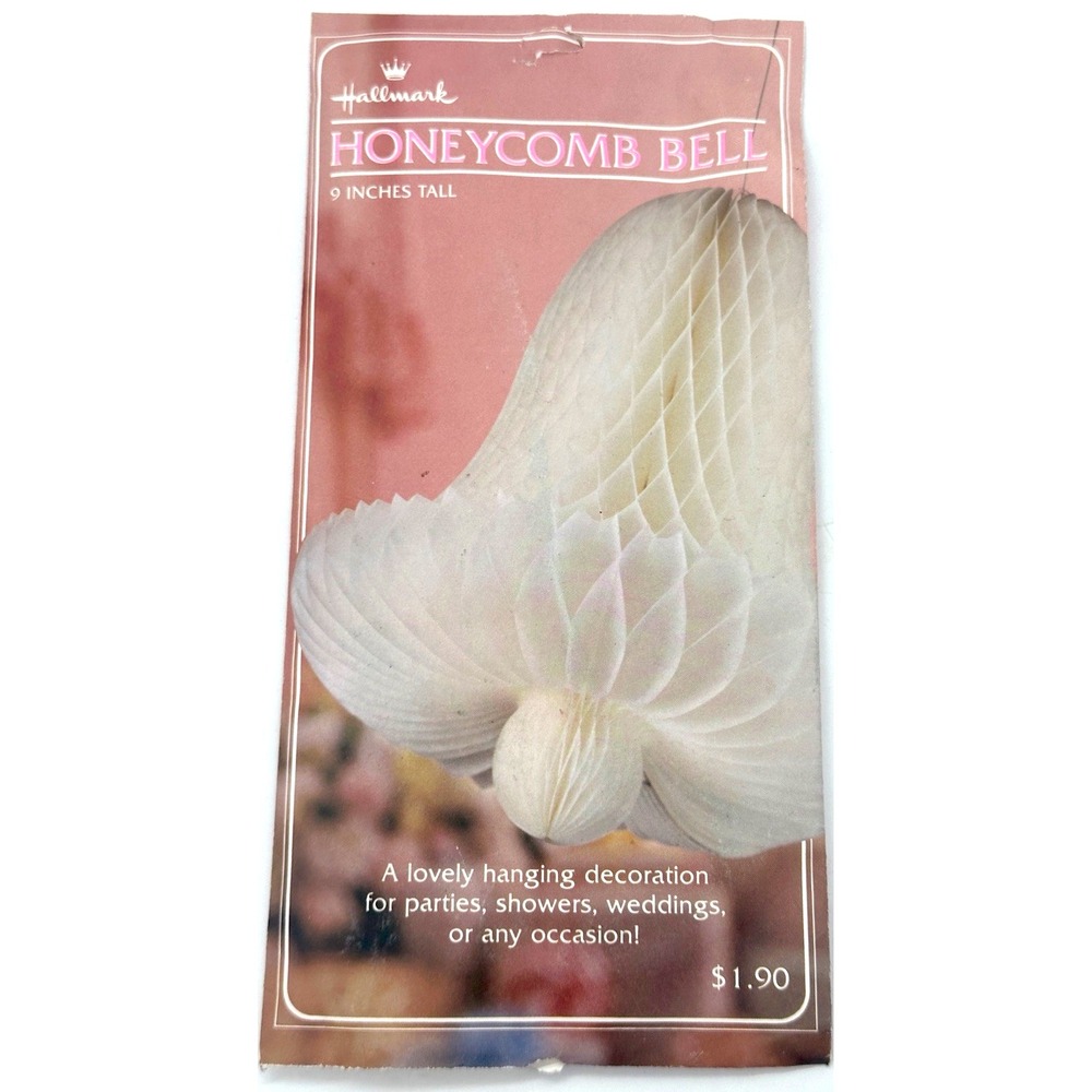Hallmark Vintage Honeycomb Bell Decoration 9 Inch White Paper 1983 NOS Sealed